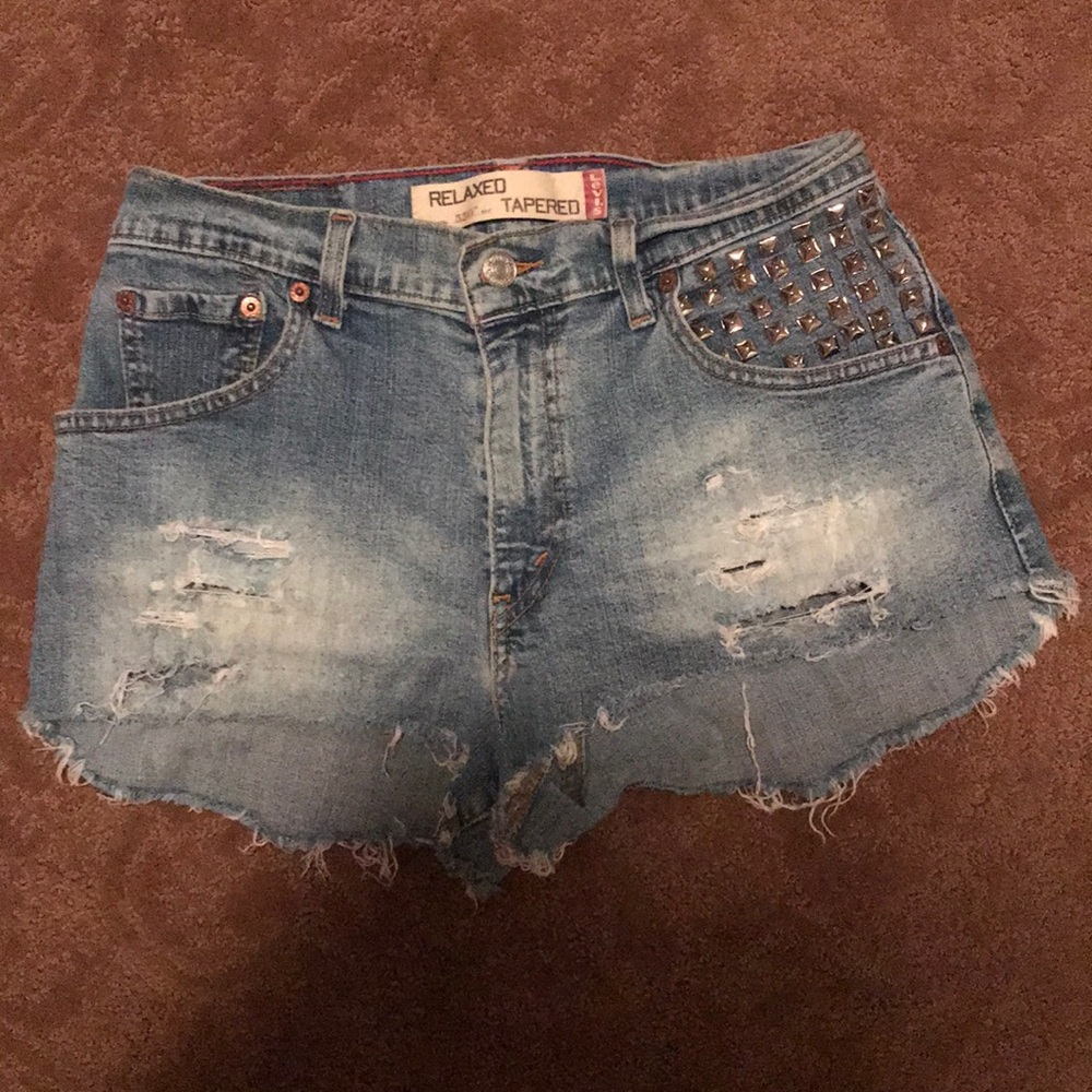 Jean studded shorts